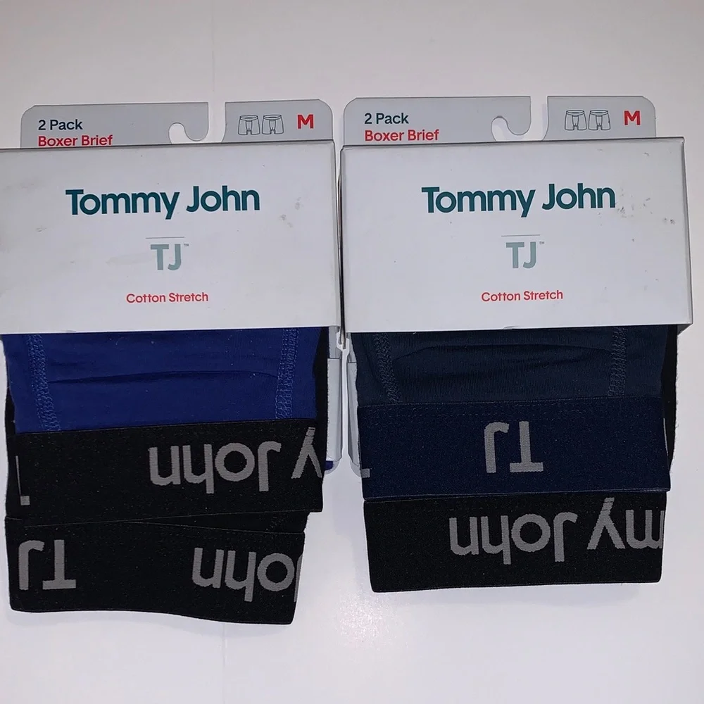 2 - Two Packs  Tommy John Cotton Stretch Boxer Briefs - Blue and Black 2-Pack